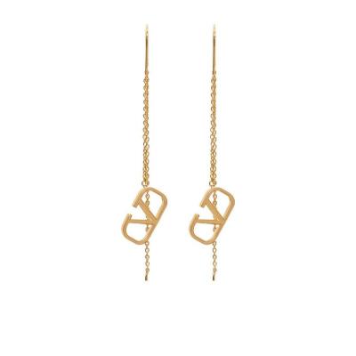 华伦天奴(Valentino)V标志吊式耳钉女款徽标标识时尚百搭配饰耳环