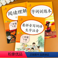 [正版]全套3册二年级下册 阅读理解+字词训练+看拼音写词语生字注音人教版小学语文课堂同步训练随堂练写字本手册试卷训练