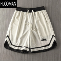 HLCOMAN美式网眼透气篮球裤男夏季大码运动休闲高街风抽绳五分短裤