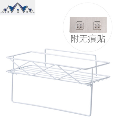 铁艺厨房墙上置物架壁挂调料架 家用抹布沥水挂架调味用品收纳架 三维工匠