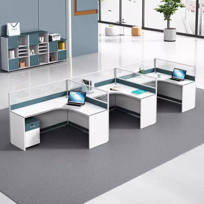 迅迈 办公桌工位 员工桌屏风卡位卡座 F字型三人位(含柜) 60*120*110cm 单位 ; 套