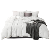 美帮汇被套四件套简约北欧素色水洗棉全棉 超柔酒店民宿简约绿床单