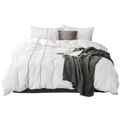 美帮汇被套四件套简约北欧素色水洗棉全棉 超柔酒店民宿简约绿床单