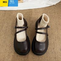 聚范质量嘎嘎好!日系jk百搭圆头黑色玛丽珍女鞋复古厚底一字小皮鞋女