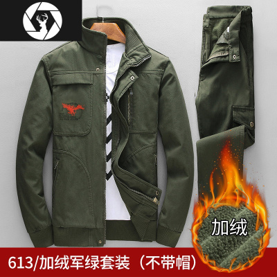 HongZun工作服棉衣男冬季加绒加厚耐磨套装秋冬棉袄迷彩工装劳保服工装制服