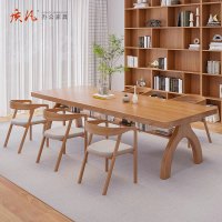 质凡北欧风客厅大书桌实木茶桌椅组合多人学习桌长条桌 140*70*78cm