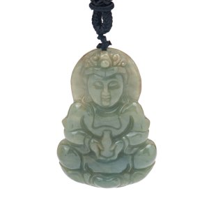 梦克拉 油青A货翡翠观音玉佛吊坠 情侣玉佩 男女玉器项链挂件