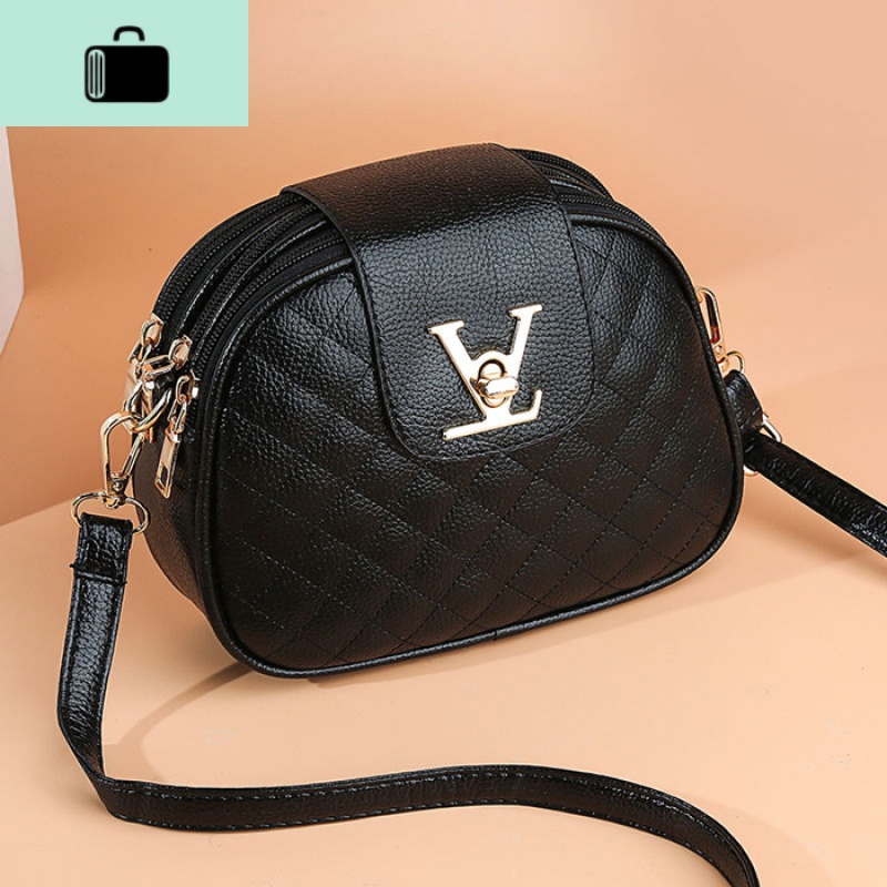 时尚三层大容量女包包韩版百搭单肩包女斜挎包迷你小包菱格小圆包NEW LAKE