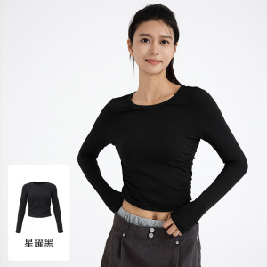 秋季新款修身瑜伽上衣透气显瘦收腰瑜伽服长袖