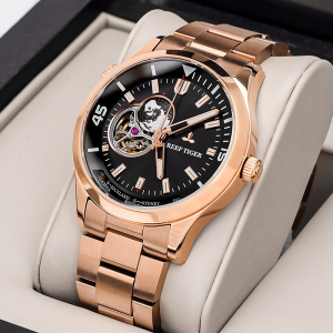 瑞夫泰格(REEF TIGER)休闲商务手表全自动机械表男表地球自转防水星球腕表钢带男士手表RGA1693-3