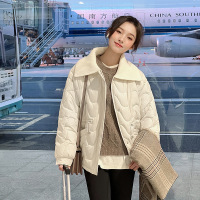 毛线领羽绒棉衣年女冬季新款网红棉服韩版宽松外穿保暖外套潮