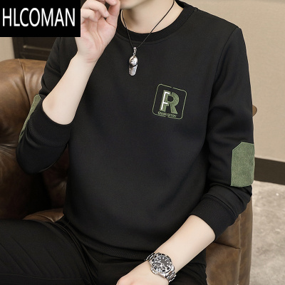 HLCOMAN秋季男士卫衣2024款秋衣长袖T恤加绒加厚上衣服打底衫男