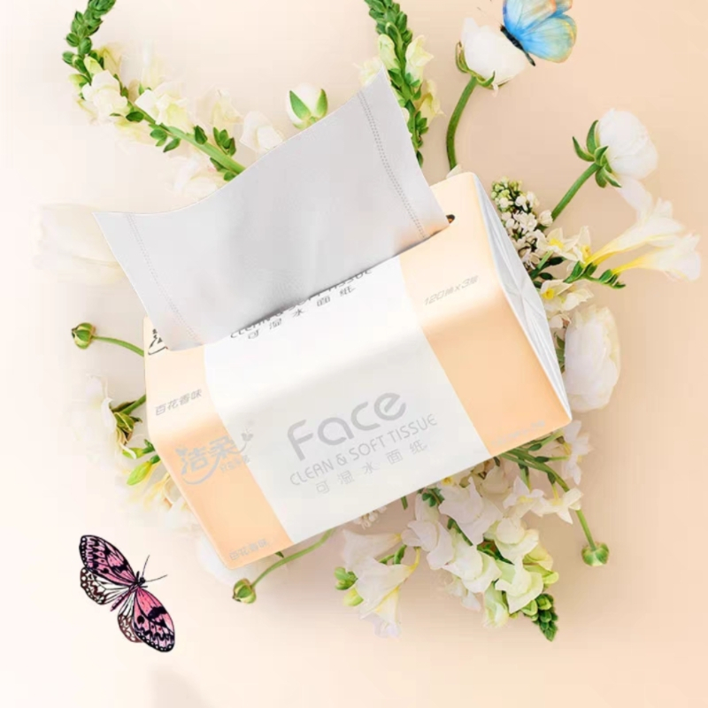洁柔抽纸面巾纸Face百花香味软抽120抽3层6包