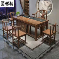 戴劲茶台茶具套装一体禅意茶几茶桌椅组合泡茶台1.8明月桌+围椅+4月牙