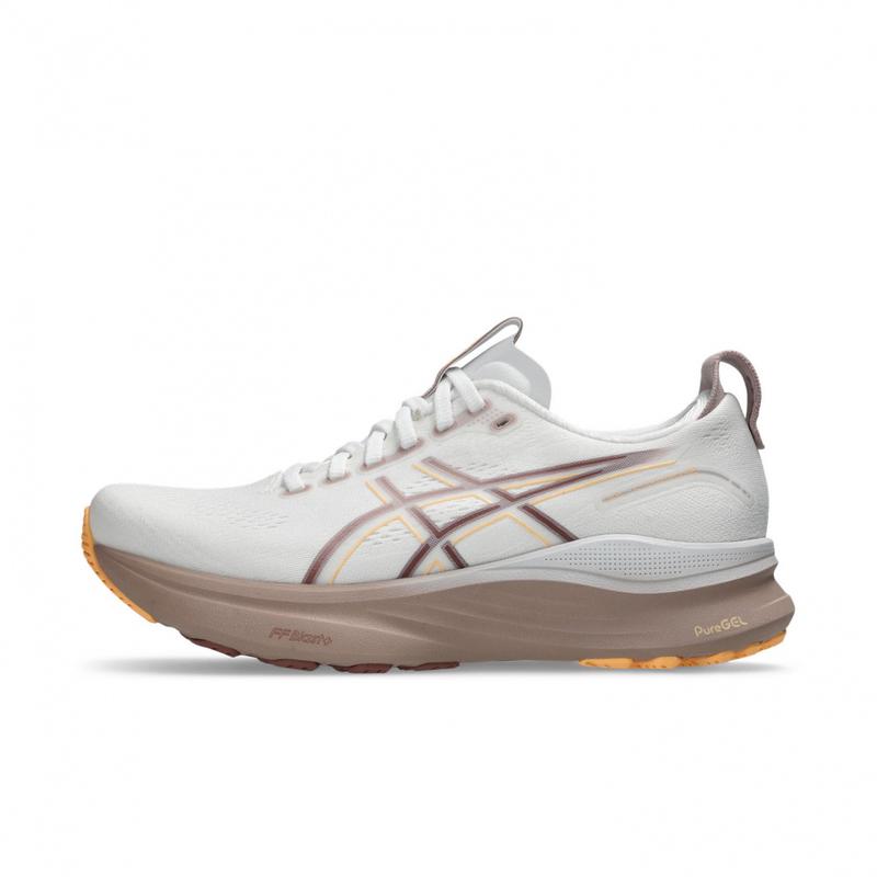 ASICS跑步鞋中性稳定性舒适支撑轻量化缓震白色橙色点缀宽版2E