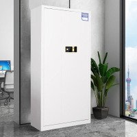 格具(GEJU)加厚钢制瓷白色通门无斗斗指纹密码锁保密柜资料档案柜