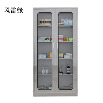 风雷缘室文件柜不锈钢柜子储物柜资料柜档案柜带锁文件柜201通玻文件柜