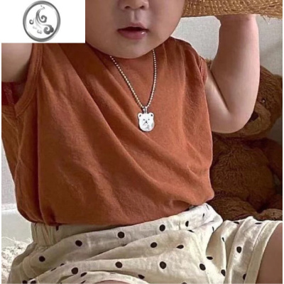 JiMiins大热999银银佛珠链小熊情侣亲子女儿童宝宝生日男项链刻字定制