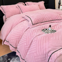 冬季保暖A类母婴奶绒四件套双面加厚防静电被套加绒床上用品