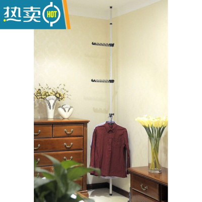 敬平顶天立地衣架晾衣架落地伸缩挂衣架简易家用免打孔卧室阳台晾衣杆 单立杆3个黑翅膀