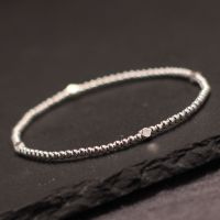 原创银饰银珠手串纯银复古圆珠简约饰品转运碎银几两手链弹性款送女朋友老婆情人节七夕生日礼物