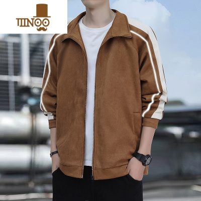 YANXU绒外套男士潮牌港风休闲夹克宽松工装棒球服保暖外衣男