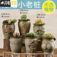 三维工匠多肉花盆陶瓷创意个性粗陶透气家用大口径盆栽小花盆 绿泡小老桩(6个) 小花盆容器