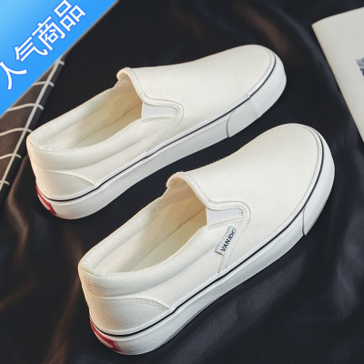 SUNTEK2023春季新款帆布鞋女套脚透气一脚蹬懒人鞋小众原创奶茶色板鞋子