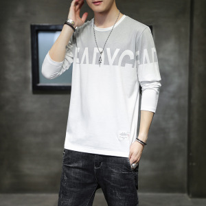 秋冬季男装长袖T恤男ins潮流印花字母休闲圆领纯棉长袖体恤男