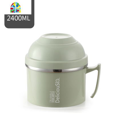 封后304不锈钢泡面碗带盖单个餐具一人食便当盒快餐杯学生碗筷套装大 FENG 北欧粉(加大号)[1900ML]+餐具+保