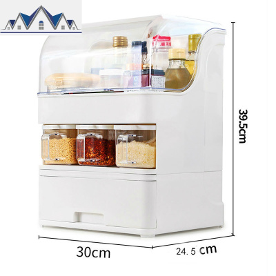 带盖调味调料盒套装酱油醋瓶糖盐罐子置物架抽屉式厨房用品收纳盒 三维工匠