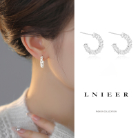 925纯银针碎银子C型金属耳钉女夏季小众设计感耳环冷淡风气质耳饰送女朋友老婆情人节七夕生日礼物