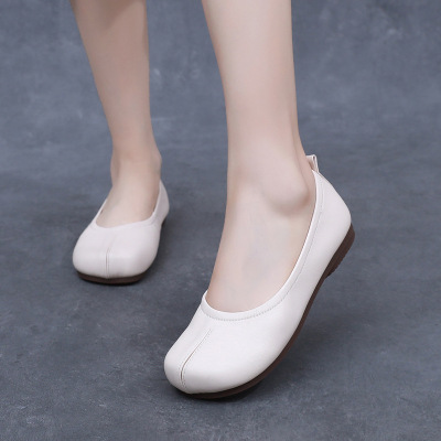 真皮平底单鞋女春秋新款复古女鞋百搭一脚蹬玛丽珍四季皮鞋