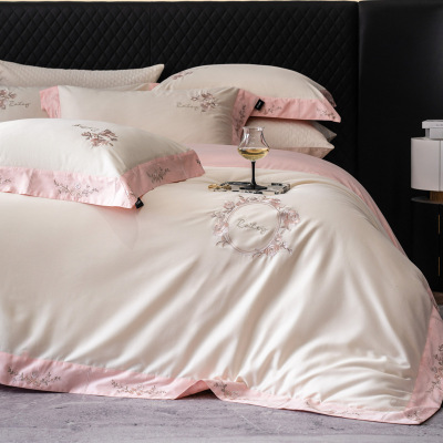 高级感长绒棉四件套纯棉全棉床单被套罩轻奢风刺绣少女心床上用品