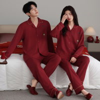 情侣睡衣春秋冬季棉质本命年喜庆结婚红色一男士一女士家居服套装