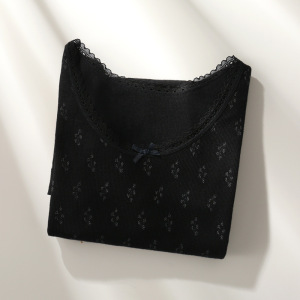 秋冬保暖内衣女蕾丝花边竖螺纹显瘦秋衣秋裤碎花甜美可爱打底套装