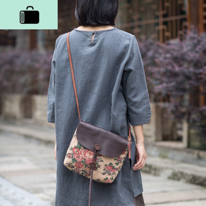 棉麻文艺帆布包斜背清新小方包女包单肩复古斜挎包女包包new lake女斜