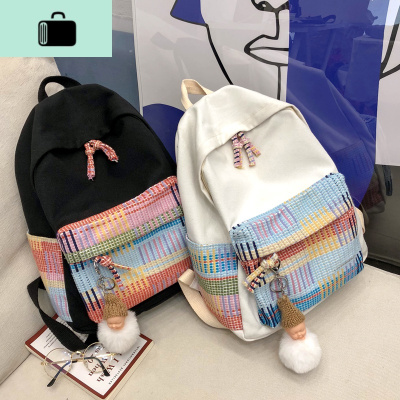 日系双肩包古着感少女校园高中生书包潮百搭帆布背包2020新款韩版NEW LAKE