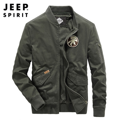 JEEP SPIRIT吉普春秋新款男士立领水洗夹克休闲宽松男装外套