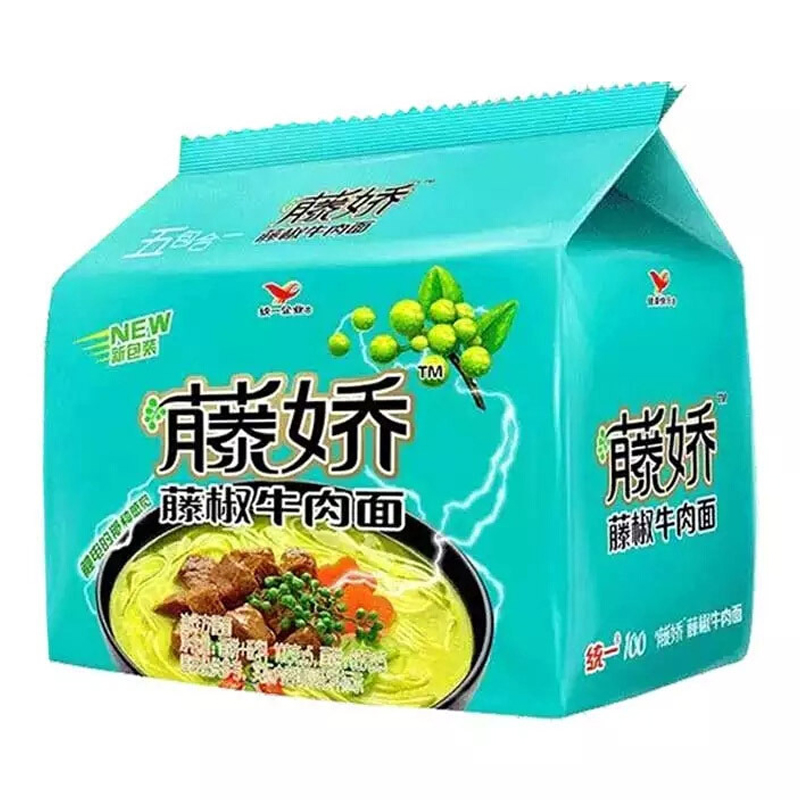 统一(gs) 藤娇 藤椒牛肉面 102g*5袋 五合一 方便面