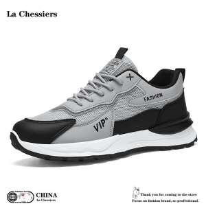 La Chessiers男鞋运动鞋2024新款春秋季透气网面阿甘鞋子男百搭厚底休闲老爹潮鞋