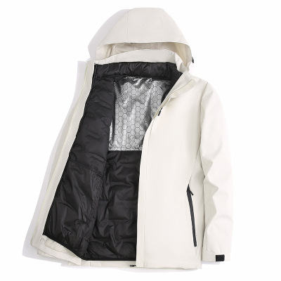 男装冲锋衣羽绒服男女冬季加厚保暖石墨烯加热内里登山服男士外套