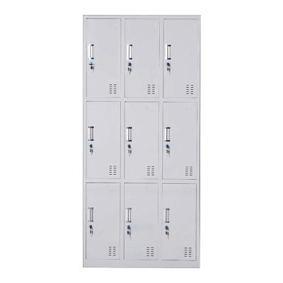 风雷动更衣柜员工铁皮柜健身房宿舍储物柜带锁存包柜收纳柜钢制九门更衣柜
