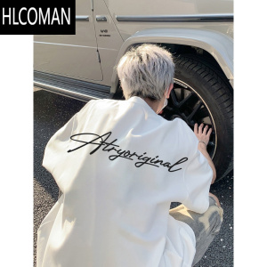 HLCOMAN美式高街字母印花夏季t恤2024潮流百搭男款休闲宽松短袖