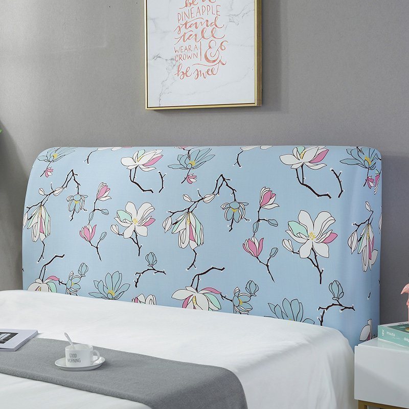 床头罩套床头套软包防尘罩靠背罩子保护套1.8米弹力布1.5床北欧风 百花争艳 2.0米(适合1.9-2.1米床头使用)