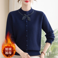 加绒保暖冬季妈妈针织衫40-60岁洋气中老年人上衣打底衫冬装新款