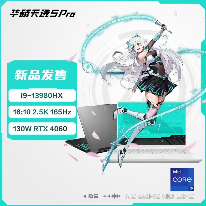 华硕天选5 Pro 24核酷睿i9 16英寸电竞游戏本 笔记本电脑 定制(i9-13980HX 64G 1T RTX4060 16:10 2.5K 165Hz高色域)灰