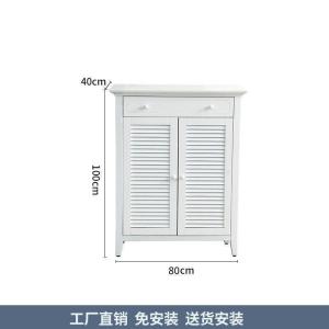 森美人实木鞋柜家用口玄关柜大容量简约现代百叶美式厅储物柜