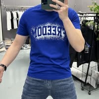 丝光棉字母印花短袖T恤男女款夏季新款圆领半袖打底衫休闲上衣服