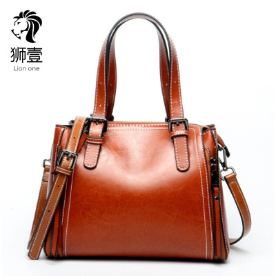 狮壹（Lionone）品牌新款欧美女士包包手提包复古油蜡牛皮单肩包斜挎包真皮女包潮轻奢正品-